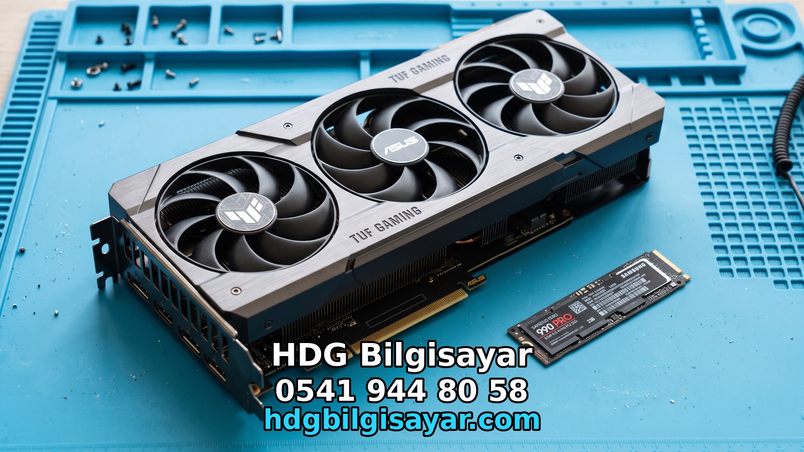Antistatik yüzeyde ekran kartı ve SSD