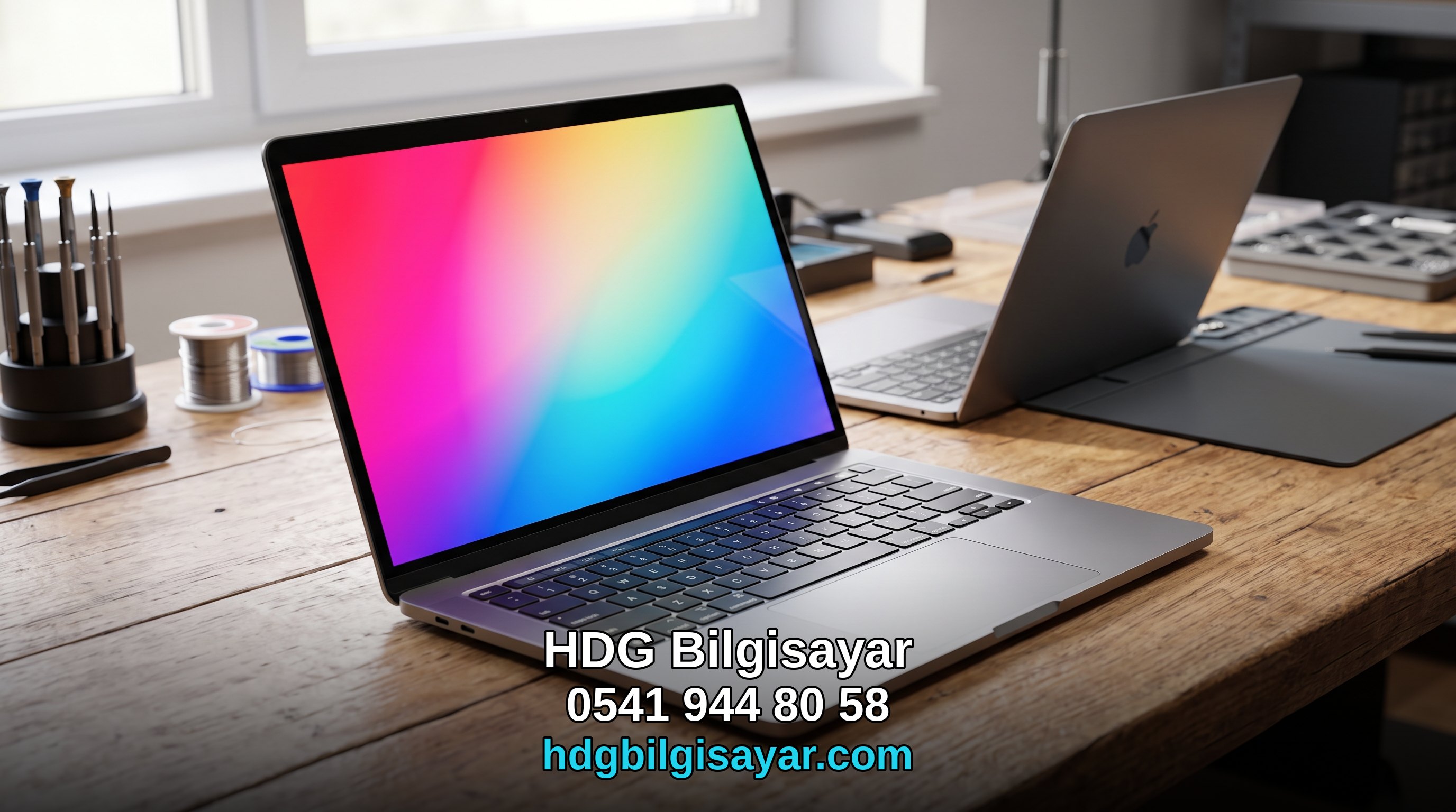 İzmir HDG Bilgisayar — MacBook batarya değerlendirme masası